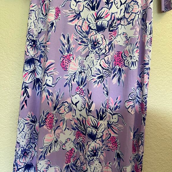 Lilly Pulitzer Maxi Dress Zayda Lilac Trunks In The Air Floral Print Knit NWT L - Picture 8 of 14